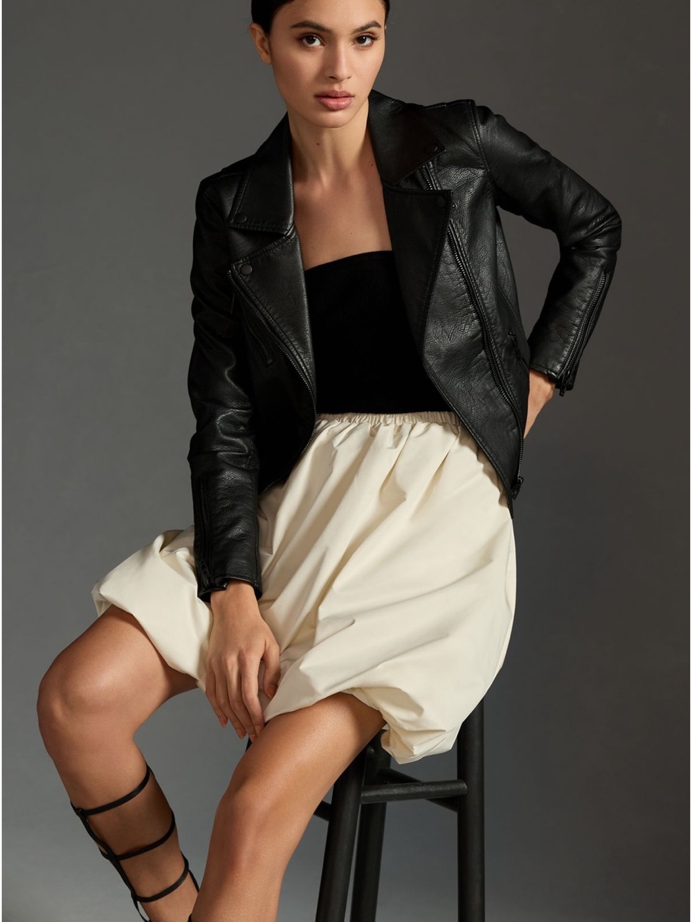 Anthropologie Blank NYC Black Faux Leather Moto Jacket with Size S Blanknyc